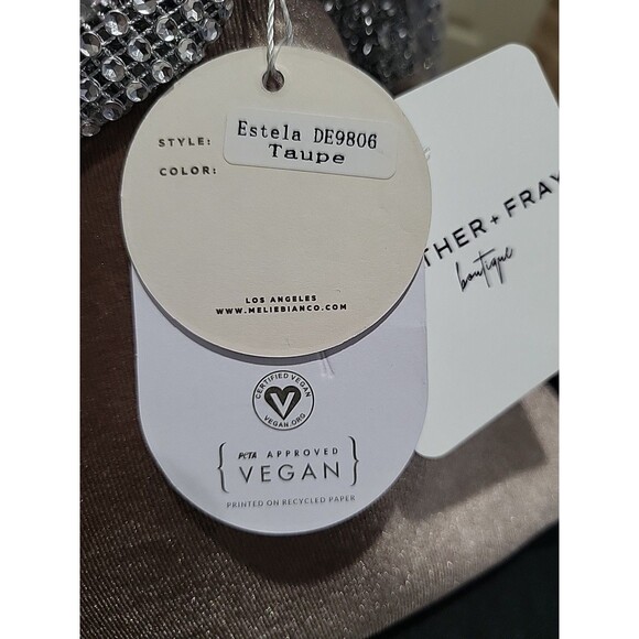 Melie Bianco Estela Taupe Velvet Rhinestone Top Handle Bag - Msrp $68 NWT - Picture 7 of 16